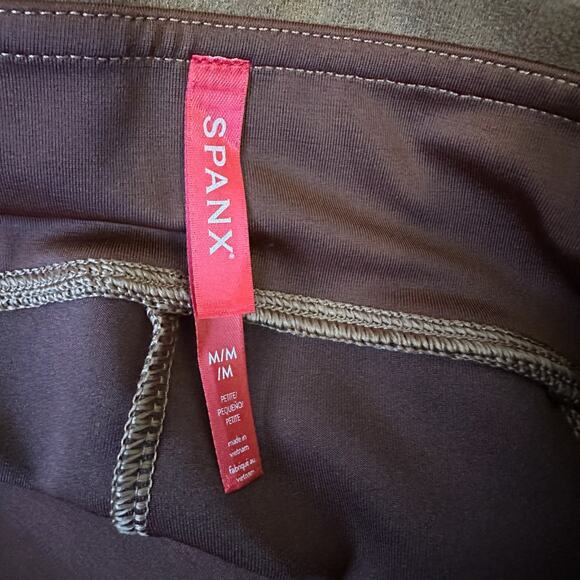 SPANX Faux Suede Legging Caramel Brown HR Ankle Shapewear Pants - Picture 9 of 12